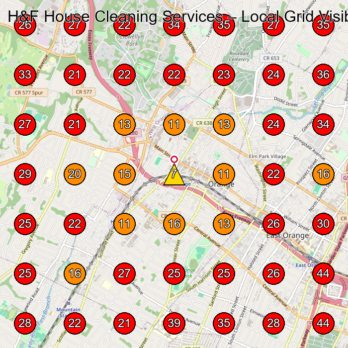 H&F House Cleaning Services GeoGrid visibility map for Servicio De Limpieza Doma(C)Stica in City of Orange